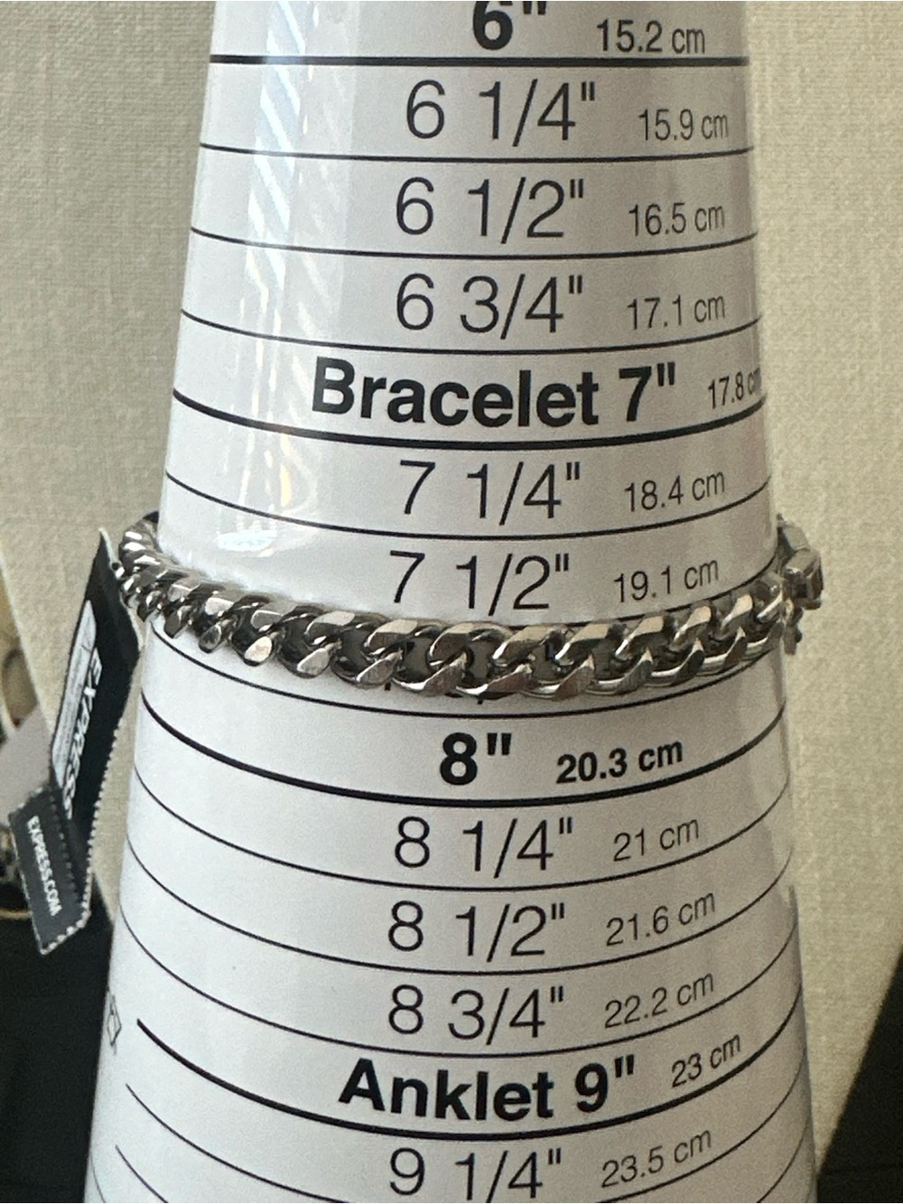 Express Men’s Silver-Tone Cuban Link Chain Bracelet approx. 7.5” NWT - Picture 4 of 4